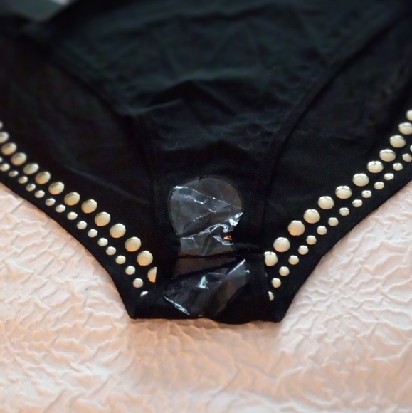 Fashion Nova spandex bodysuit. Black with gold studs. - Picture 9 of 13
